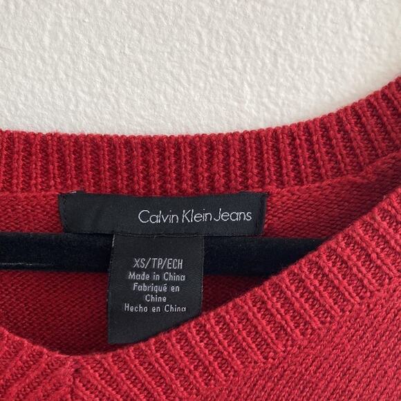 Calvin Klein Jeans V Neck Marino Wool Sweater Women's Pullover Basic Preppy XS - Picture 4 of 7